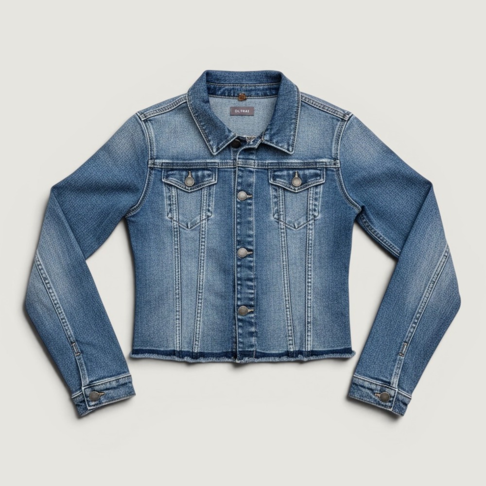 DL1961 Manning Jacket Kids Large Cloud Blue Excellent Raw Hem Denim‎ Trucker